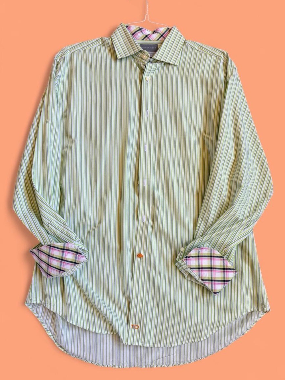 Thomas Dean Men's Striped Dress Shirt